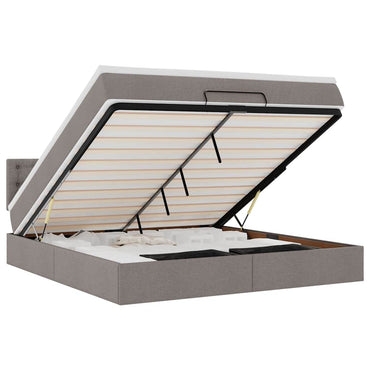 vidaXL Ottomane Bett mit Matratze & LEDs Taupe 180x200 cm Stoff
