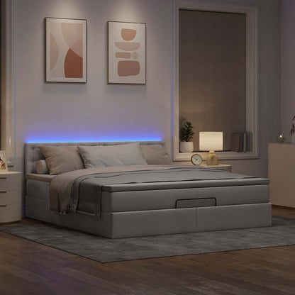 vidaXL Lit ottoman avec matelas et LED Taupe 180x200 cm Tissu
