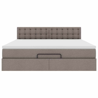 vidaXL Lit ottoman avec matelas et LED Taupe 180x200 cm Tissu