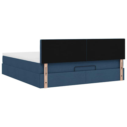 vidaXL Lit coffre avec matelas et LED bleu 180x200 cm Tissu
