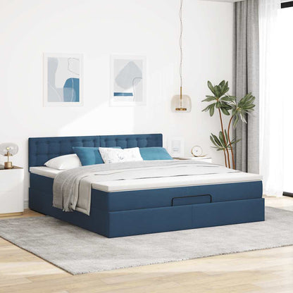 vidaXL Lit coffre avec matelas et LED bleu 180x200 cm Tissu