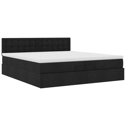 vidaXL Ottoman-Bett mit Matratzen & LEDs Schwarz 200x200 cm Stoff