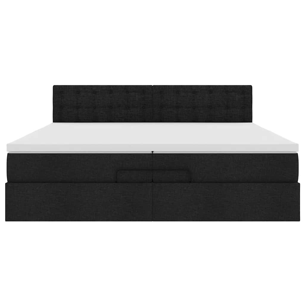 vidaXL Ottoman-Bett mit Matratzen & LEDs Schwarz 200x200 cm Stoff