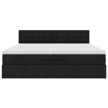 vidaXL Ottoman-Bett mit Matratzen & LEDs Schwarz 200x200 cm Stoff