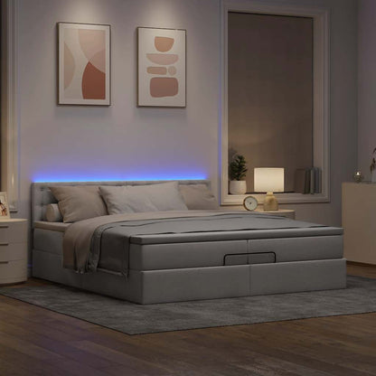 vidaXL Ottoman-Bett mit Matratzen & LEDs Taupe 200x200 cm Stoff
