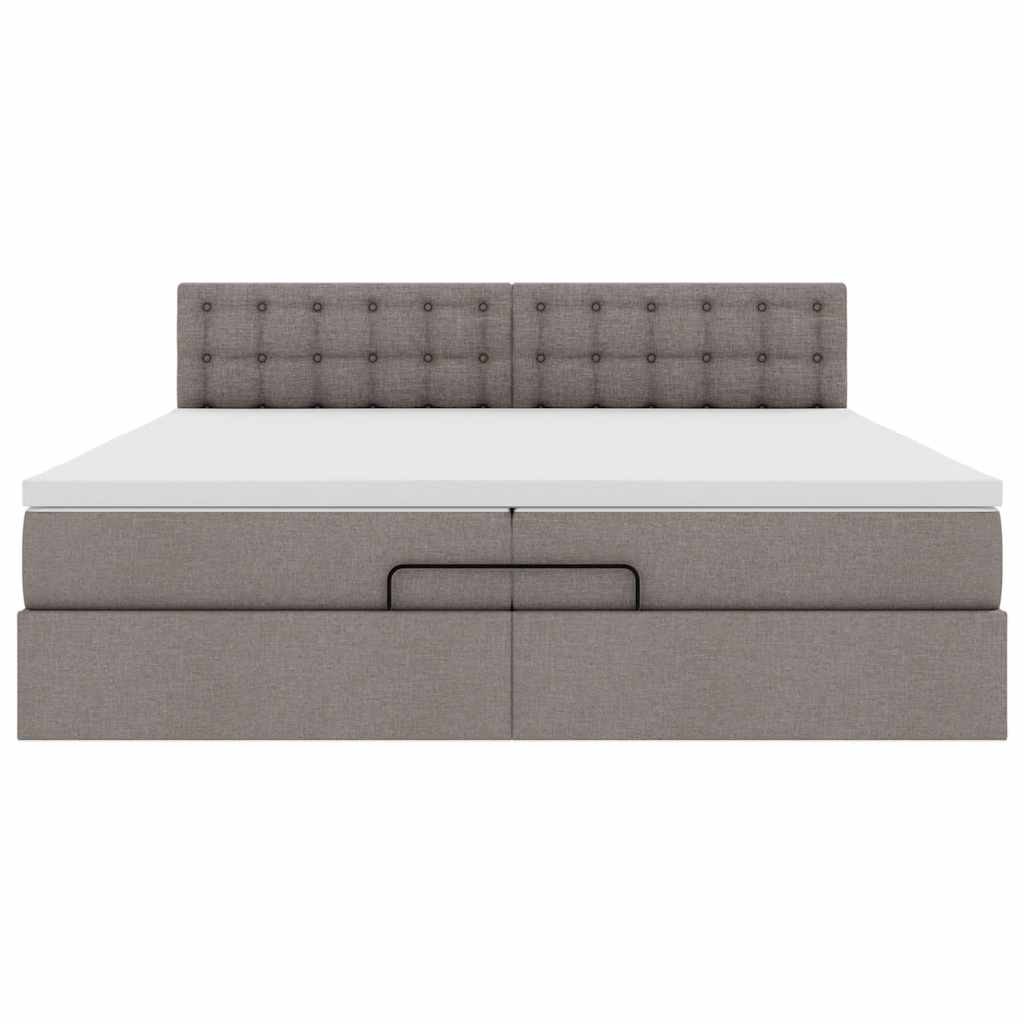 vidaXL Ottoman-Bett mit Matratzen & LEDs Taupe 200x200 cm Stoff