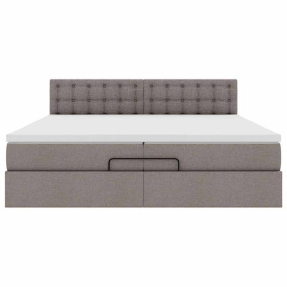 vidaXL Ottoman-Bett mit Matratzen & LEDs Taupe 200x200 cm Stoff
