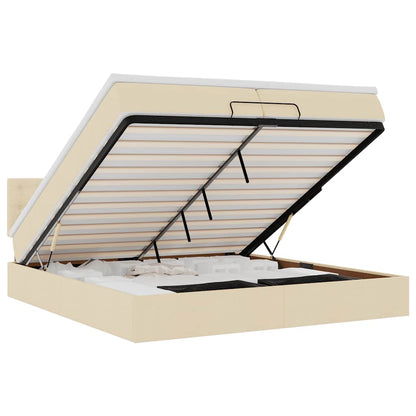 vidaXL Lit ottoman avec matelas et LED Crème 200x200 cm Tissu