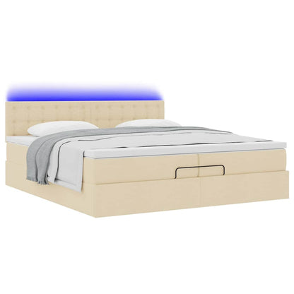 vidaXL Lit ottoman avec matelas et LED Crème 200x200 cm Tissu
