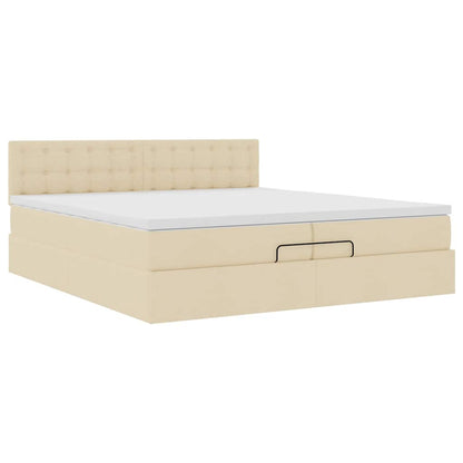 vidaXL Lit ottoman avec matelas et LED Crème 200x200 cm Tissu