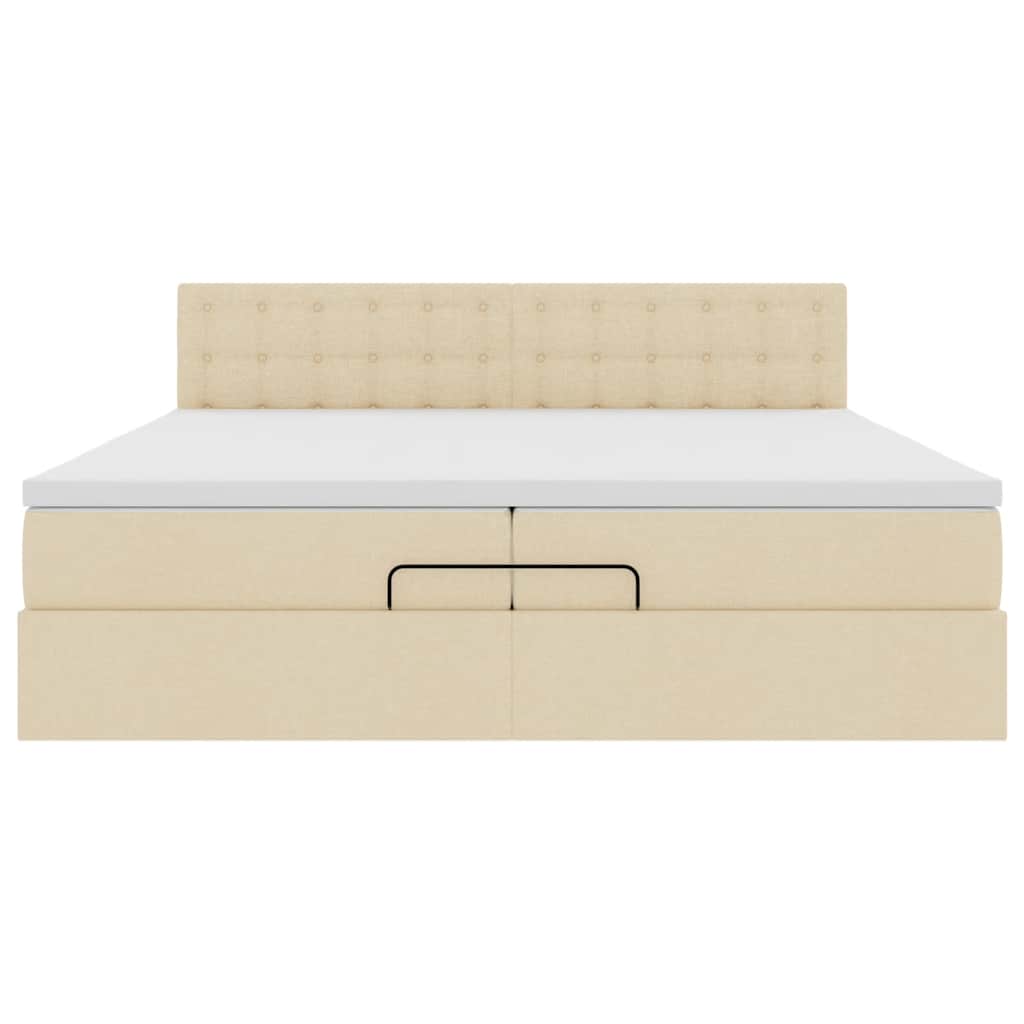 vidaXL Lit ottoman avec matelas et LED Crème 200x200 cm Tissu
