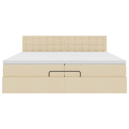 vidaXL Lit ottoman avec matelas et LED Crème 200x200 cm Tissu