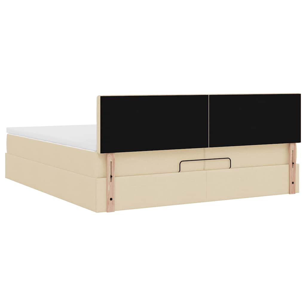 vidaXL Lit ottoman avec matelas et LED Crème 200x200 cm Tissu