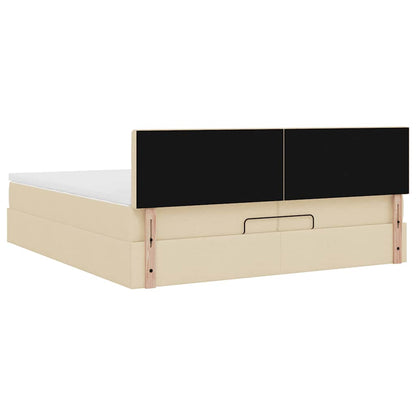 vidaXL Lit ottoman avec matelas et LED Crème 200x200 cm Tissu