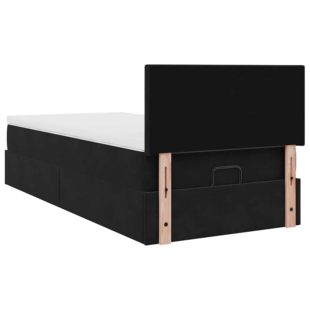 vidaXL Lit ottoman avec matelas et LED Noir 80x200 cm Velours