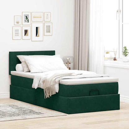 vidaXL Ottomane Bett mit Matratze & LEDs Dunkelgrün 80x200 cm Samt
