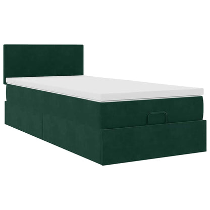 vidaXL Ottomane Bett mit Matratze & LEDs Dunkelgrün 80x200 cm Samt