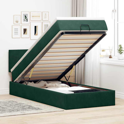 vidaXL Ottomane Bett mit Matratze & LEDs Dunkelgrün 80x200 cm Samt