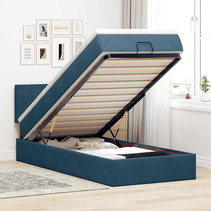 vidaXL Lit ottoman avec matelas et LED Bleu foncé 80x200 cm Velours
