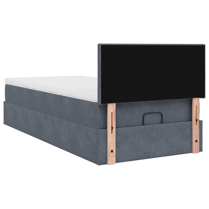 vidaXL Ottoman-Bett mit Matratze & LEDs Dunkelgrau 90x190 cm Samt