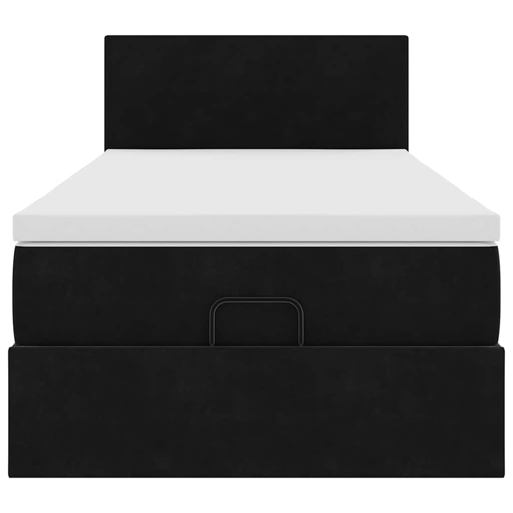vidaXL Ottoman-Bett mit Matratze & LEDs Schwarz 90x190 cm Samt
