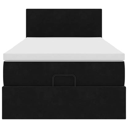 vidaXL Ottoman-Bett mit Matratze & LEDs Schwarz 90x190 cm Samt
