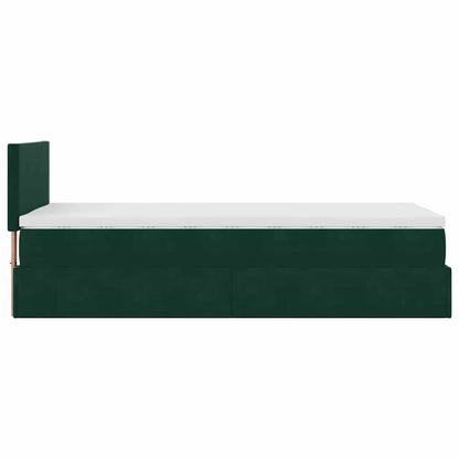 vidaXL Lit ottoman avec matelas et LED vert foncé 90x190 cm Velours