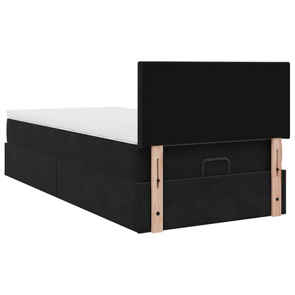 Ottoman-Bett mit Matratze & LEDs Schwarz 90x200 cm Samt