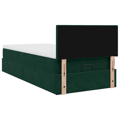 vidaXL Ottomane Bett mit Matratze & LEDs Dunkelgrün 90x200 cm Samt