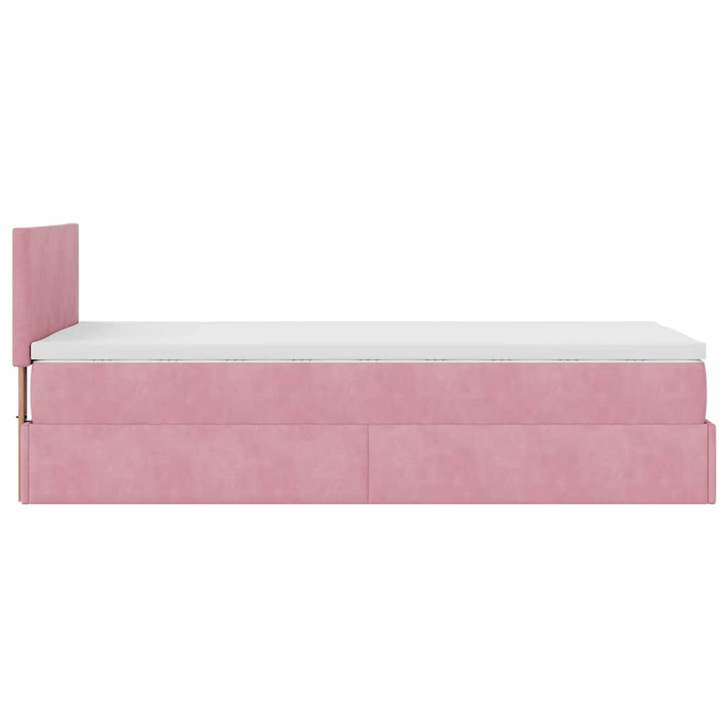 Ottoman-Bett mit Matratze & LEDs Rosa 90x200 cm Samt