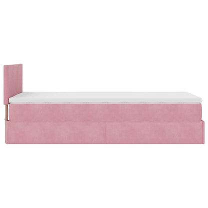 Ottoman-Bett mit Matratze & LEDs Rosa 90x200 cm Samt