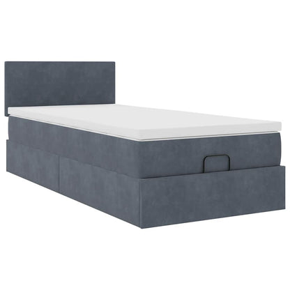 vidaXL Ottoman-Bett mit Matratze & LEDs Dunkelgrau 100x200 cm Samt