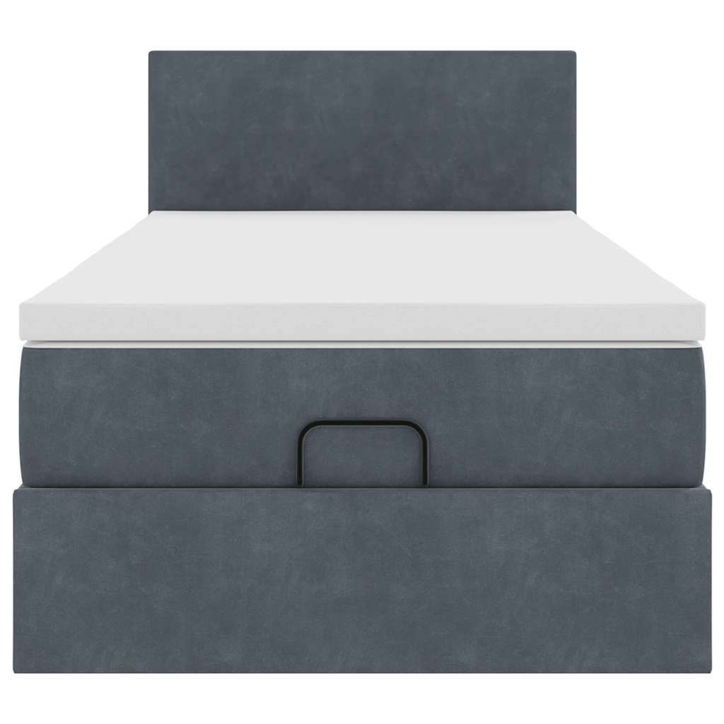 vidaXL Ottoman-Bett mit Matratze & LEDs Dunkelgrau 100x200 cm Samt