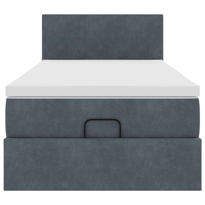 vidaXL Ottoman-Bett mit Matratze & LEDs Dunkelgrau 100x200 cm Samt