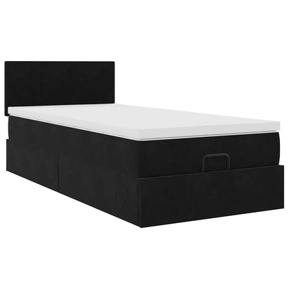 Ottoman-Bett mit Matratze & LEDs Schwarz 100x200 cm Samt
