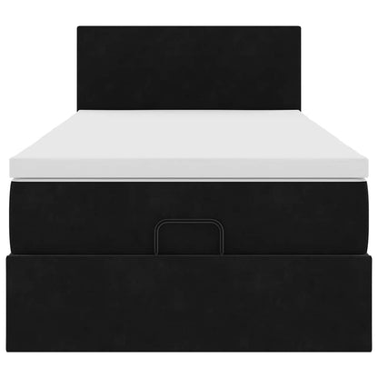 Ottoman-Bett mit Matratze & LEDs Schwarz 100x200 cm Samt