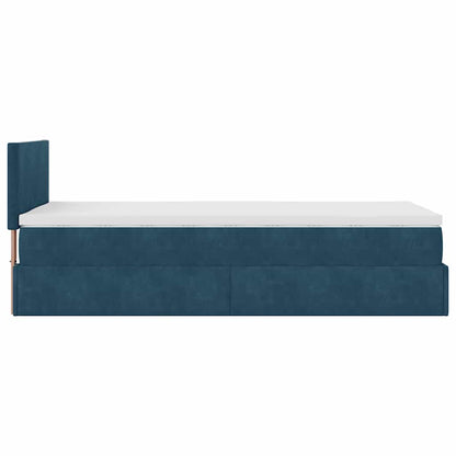 vidaXL Ottoman-Bett mit Matratze & LEDs Dunkelblau 100x200 cm Samt