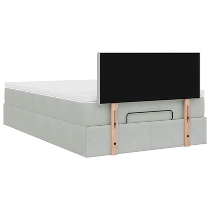 vidaXL Ottomane Bett mit Matratze & LEDs Hellgrau 120x190 cm Samt
