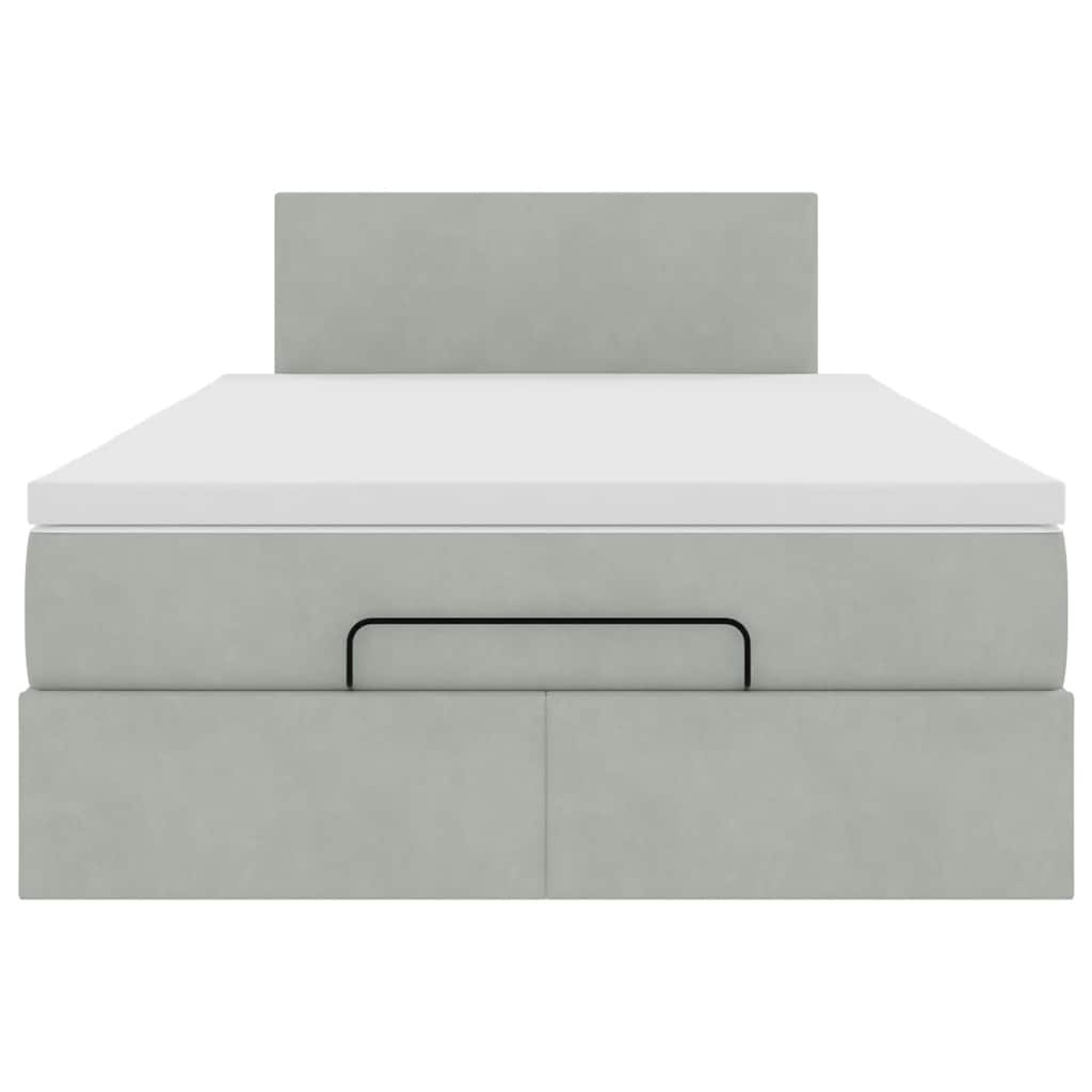 vidaXL Ottomane Bett mit Matratze & LEDs Hellgrau 120x190 cm Samt