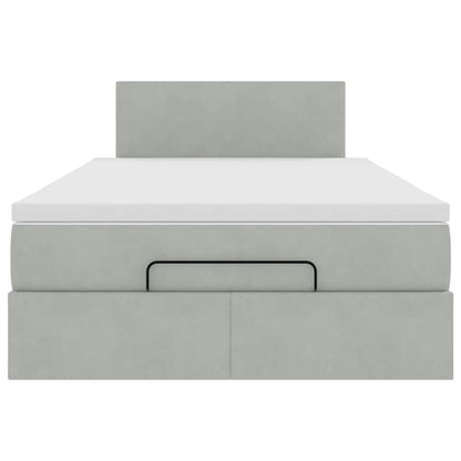 vidaXL Ottomane Bett mit Matratze & LEDs Hellgrau 120x190 cm Samt