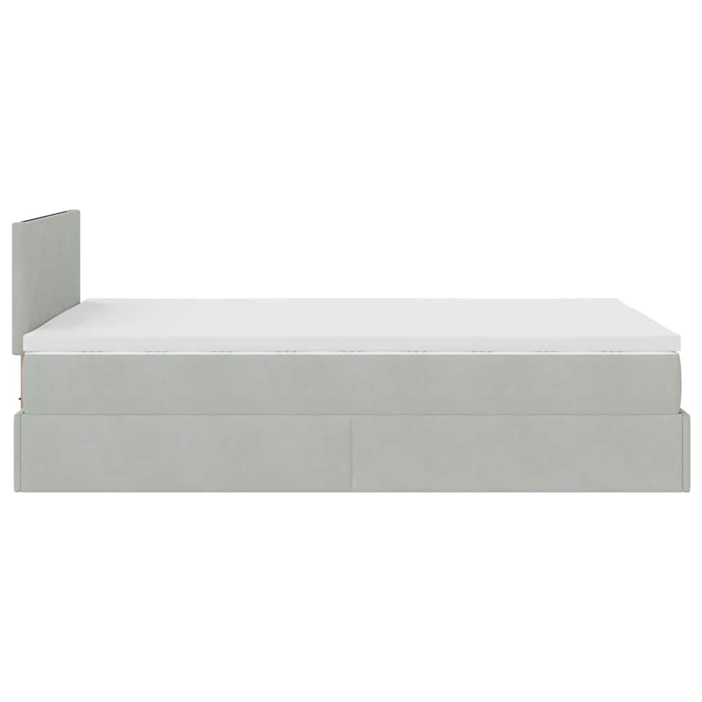 vidaXL Ottomane Bett mit Matratze & LEDs Hellgrau 120x190 cm Samt
