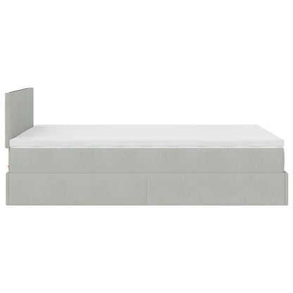 vidaXL Ottomane Bett mit Matratze & LEDs Hellgrau 120x190 cm Samt