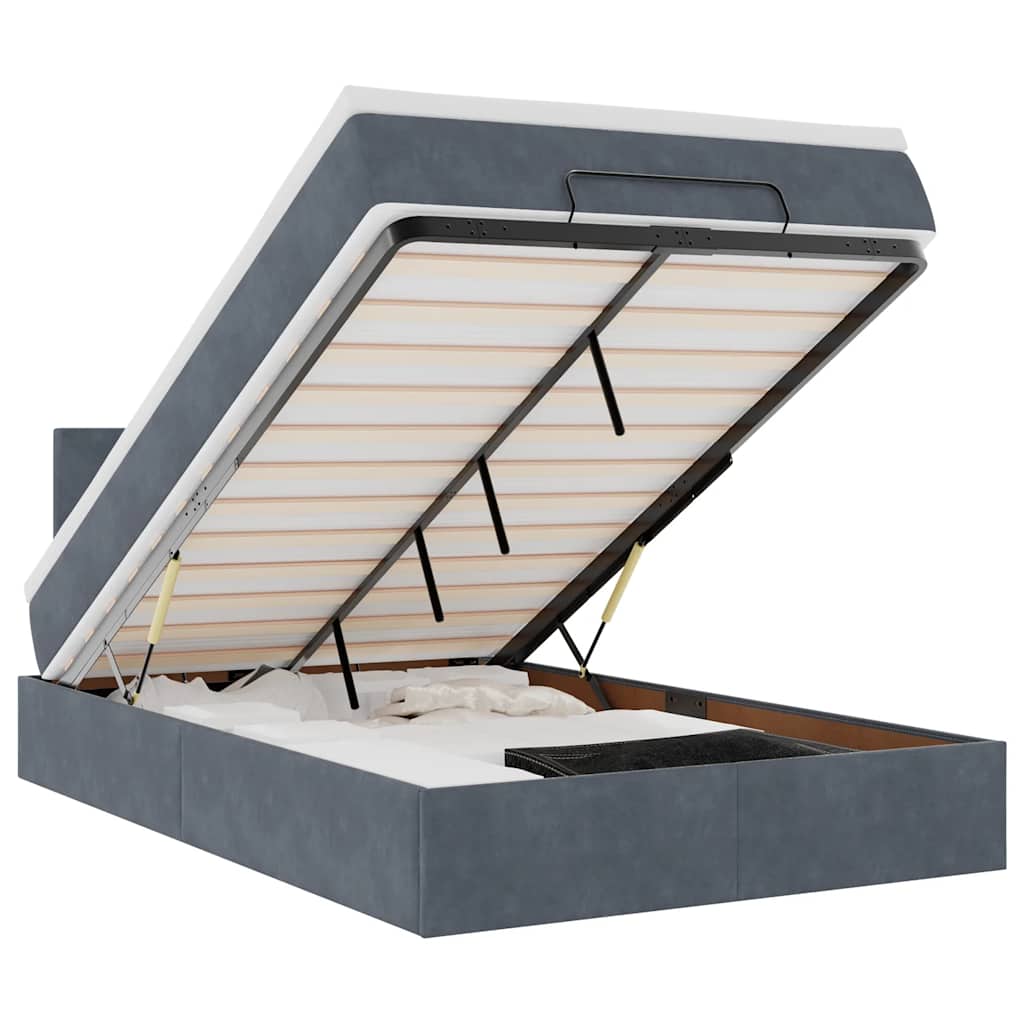 vidaXL Lit ottoman avec matelas et LED gris foncé 120x190 cm velours