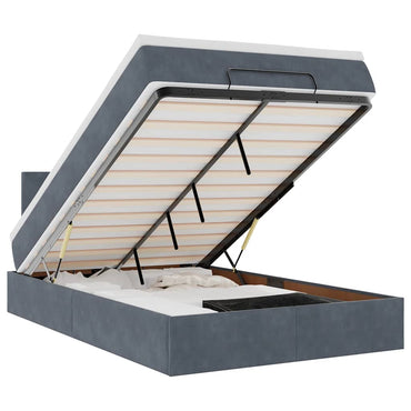 vidaXL Lit ottoman avec matelas et LED gris foncé 120x190 cm velours