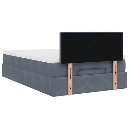 vidaXL Lit ottoman avec matelas et LED gris foncé 120x190 cm velours