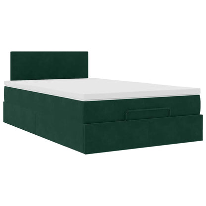 vidaXL Ottomane Bett mit Matratze & LEDs Dunkelgrün 120x190 cm Samt