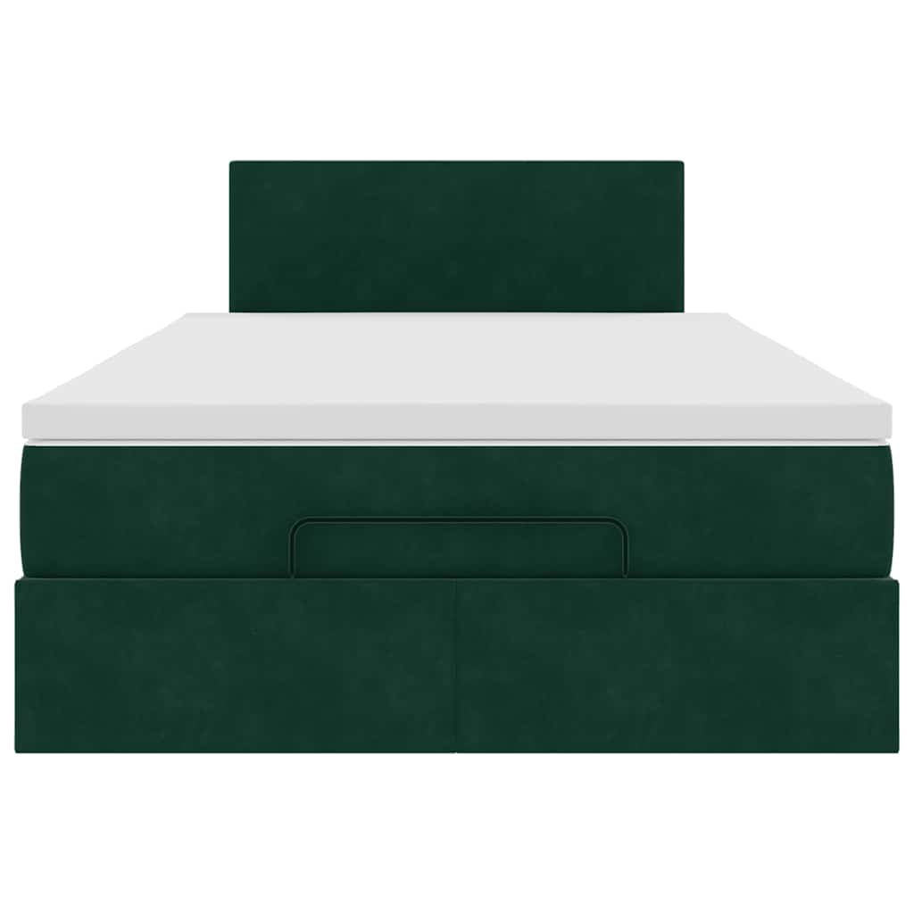 vidaXL Ottomane Bett mit Matratze & LEDs Dunkelgrün 120x190 cm Samt