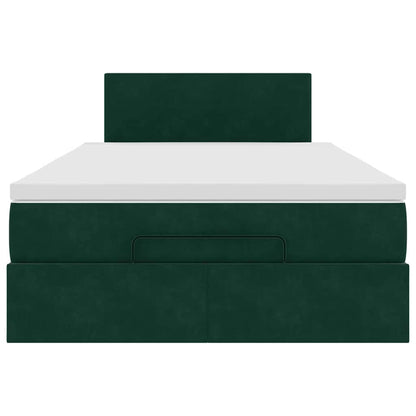 vidaXL Ottomane Bett mit Matratze & LEDs Dunkelgrün 120x190 cm Samt