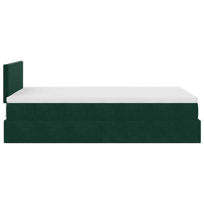 vidaXL Ottomane Bett mit Matratze & LEDs Dunkelgrün 120x190 cm Samt