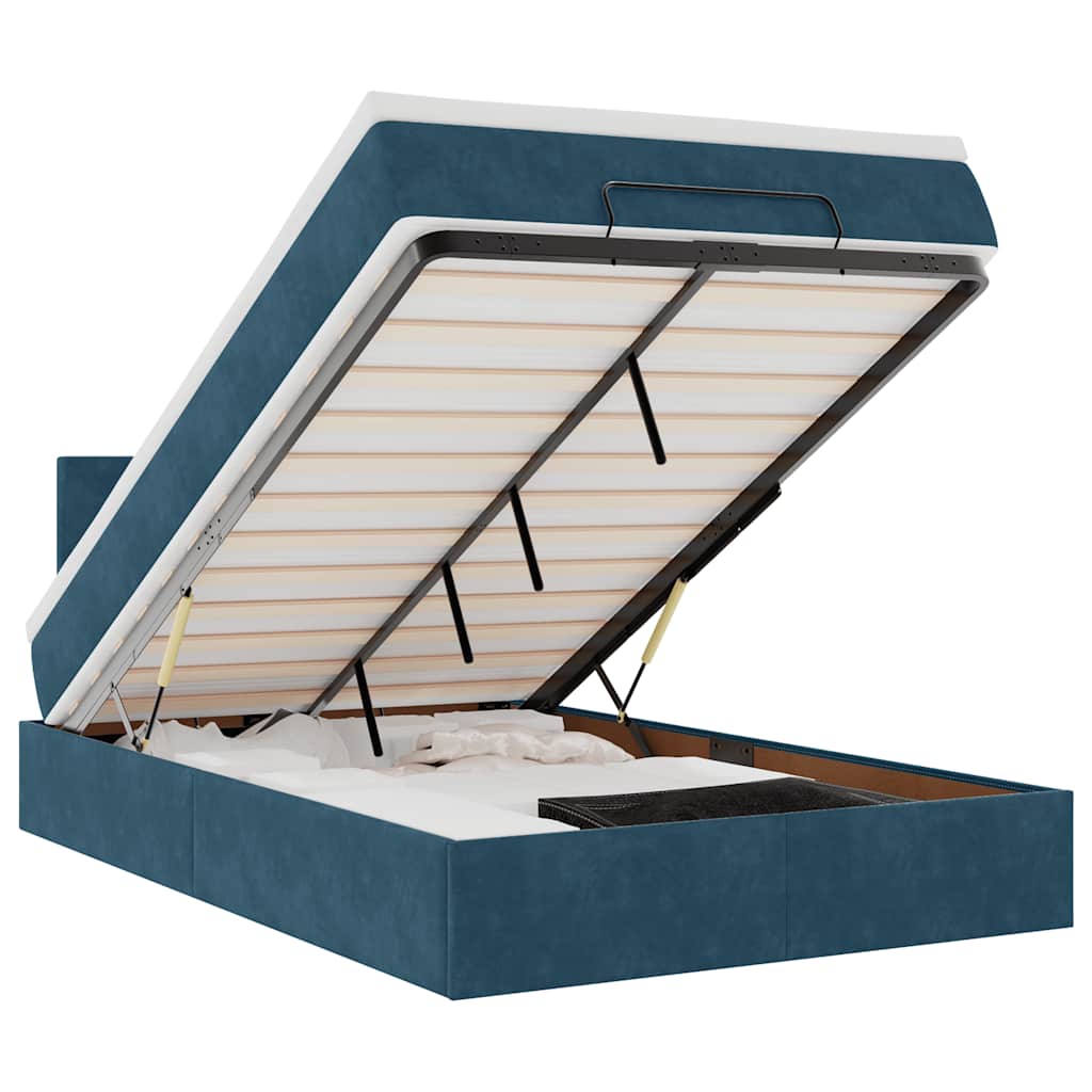 vidaXL Ottomane Bett mit Matratze & LEDs Dunkelblau 120x190 cm Samt